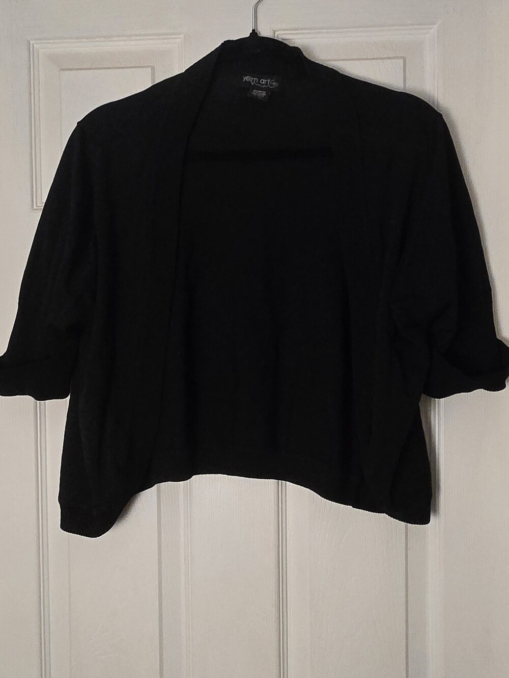 Women’s Black Open-Front Cropped Cardigan by Yarn Art